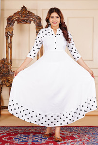 DARGU Women Polka Print Anarkali Kurta