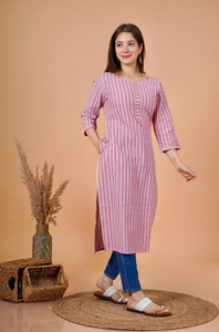 Rimeline Women Striped Straight Kurta