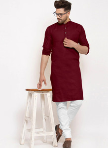 FASHIONPARROT Men Solid Straight Kurta