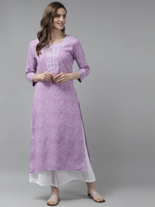 Yufta Women Leheriya Straight Kurta