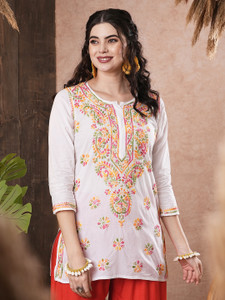 ADA Women Chikan Embroidery, Embroidered Straight Kurta