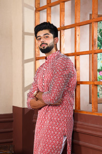ALMORA Men Printed Straight Kurta