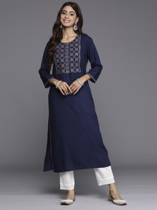 Indo Era Women Embroidered Straight Kurta