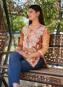 Divastri Women Chikan Embroidery Cape Top Kurta