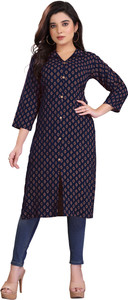 Acort Women Printed Frontslit Kurta