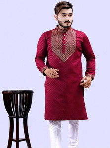 Tibra Collection Men Embroidered Straight Kurta