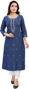 Aprika Women Embroidered Straight Kurta