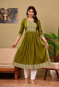 Diwikj Women Embroidered A-line Kurta