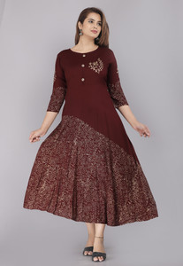 Le Mec Women Printed Anarkali Kurta