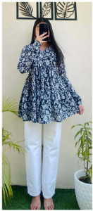 New RJP Craft Casual Printed Women Blue Top