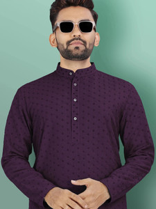 VeBNoR Men Self Design Straight Kurta