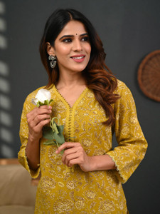 Rimeline Women Floral Print A-line Kurta