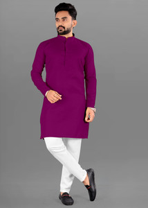 Vighnaharta Men Solid Straight Kurta