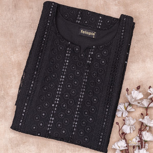 Umoly Women Chikan Embroidery Straight Kurta