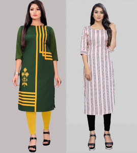 Modli 20 Fashion Women Striped, Printed Straight Kurta