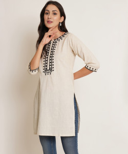 Brownverse Women Embroidered Straight Kurta