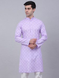 Jompers Men Floral Print Straight Kurta