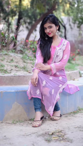 Riya Chikankari Women Chikan Embroidery Straight Kurta