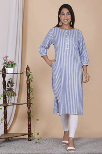 Mqueen Creation Women Striped A-line Kurta