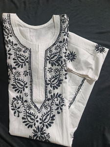 Adab chikan handicraft Women Embroidered A-line Kurta