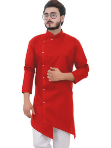 Tibra Collection Men Solid Asymmetric Kurta