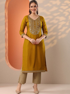 Janmantar Women Embroidered, Embellished Straight Kurta