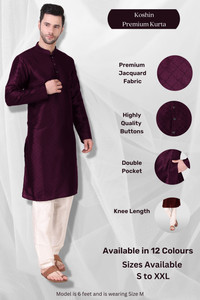 Koshin Men Block Print Straight Kurta