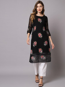 Sofisty Women Embroidered Straight Kurta