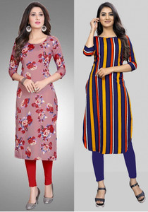 maruti fab Women Striped, Printed Straight Kurta