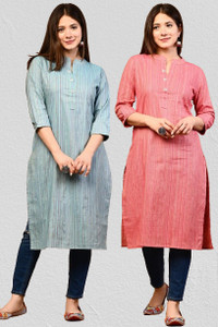 Rimeline Fashion Women Striped Straight Kurta