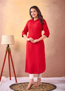 NEEYAMI Women Solid Straight Kurta
