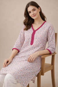 Iqraaya Women Floral Print Straight Kurta