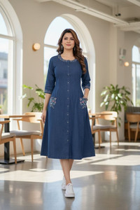 GARBISTA Women Embroidered, Floral Print A-line Kurta