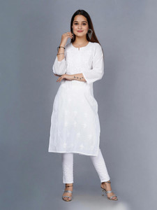 Lakhnavi Fabrics Women Embroidered Straight Kurta