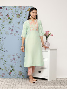 LIBAS Women Embroidered Straight Kurta