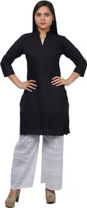 trendzmy Women Chikan Embroidery Straight Kurta