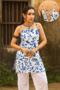 CLANGER Women Floral Print Straight Kurta