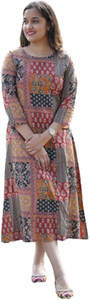 Jaipuri Bunaai Women Kalamkari, Self Design, Printed Straight Kurta