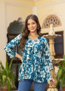 KHUHA Women Floral Print Flared Kurta