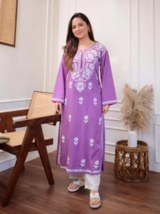 Amudee Fashion Women Chikan Embroidery Straight Kurta