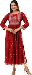 ASHRU Women Printed Frontslit Kurta