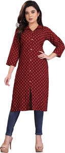 Acort Women Printed Frontslit Kurta
