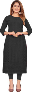KAYRAAH Women Chikan Embroidery Straight Kurta