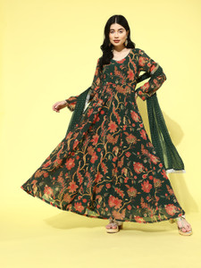 Varanga Women Floral Print Anarkali Kurta
