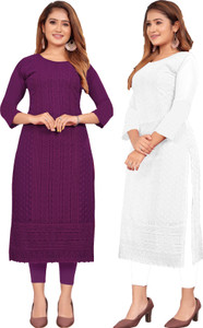 KAYRAAH Women Self Design Straight Kurta