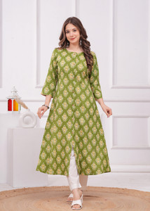 INDIANIC Women Self Design A-line Kurta
