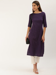 Saanjh Women Striped Straight Kurta