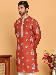 Jompers Men Embroidered Straight Kurta