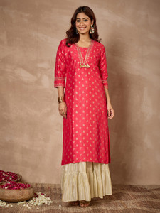 Janasya Women Printed Straight Kurta
