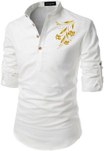 DEELMO Men Floral Print Straight Kurta